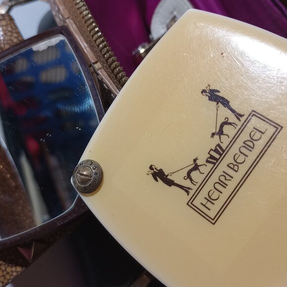 RARE Henri Bendel New York Vintage Leather Hand Bag w/ Compact - Picture 13 of 16